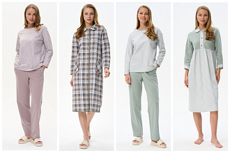 Пижамы, халат и сорочка из футера с тонким начесом