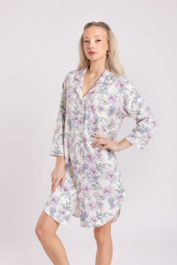 Халат жен,s6880,s6880/19(молочный с рис. 11954,молоч,роз-св,благоухание весны 111954-v07), (44-170)