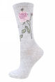Носки жен,б1141,569(св.серый меланж,сермел-св,,розы), (25)