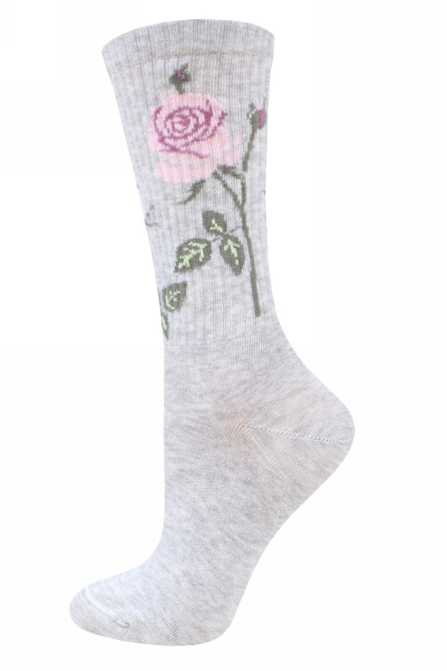 Носки жен,б1141,569(св.серый меланж,сермел-св,,розы), (25)