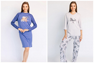 Пижамы и домашние платья из 100% хлопка с принтами в уютной зимней тематике