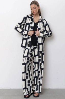 Брюки жен,50075,4f-091б(черно-белый,чер,молоч,геометрия), (50-170)