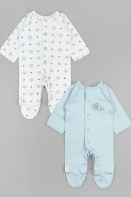 Комбинезон мал,1001а-16,-(белый/голубой,гол,,звёзды 2шт), (14-42)