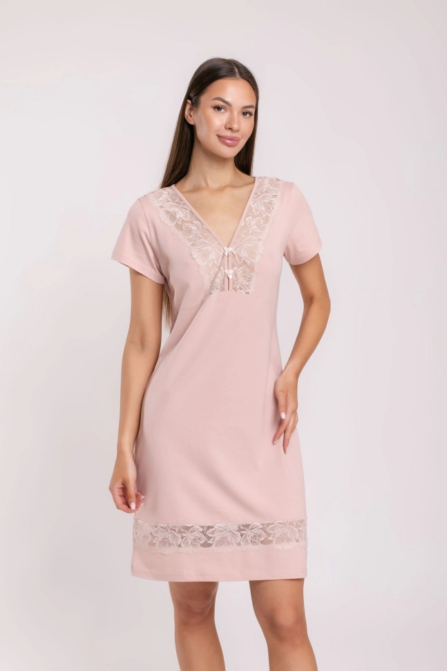 Сорочка ноч жен,s8204,s8204(серебристый пион,беж,,), (46-164)