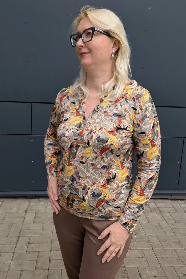 Джемпер жен,а363,а36305(,жел,сер,листья), (48-158,164)