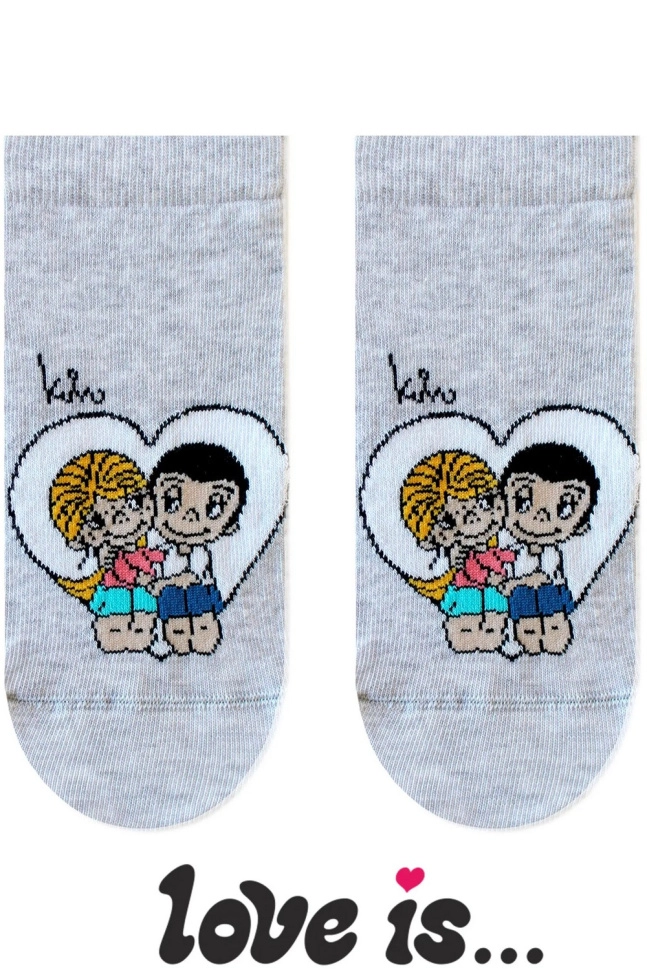 Носки жен,б1163,734(св.серый меланж,сермел-св,,сердце с влюбленными), (23)