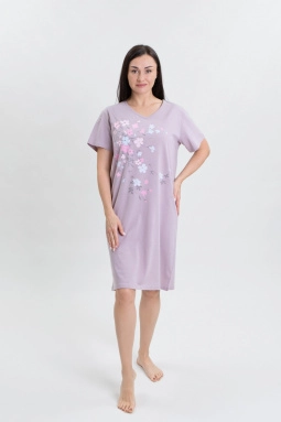Сорочка ноч жен,в308384,-(серо-розовый,роз-св,,цветы), (48-158,164)