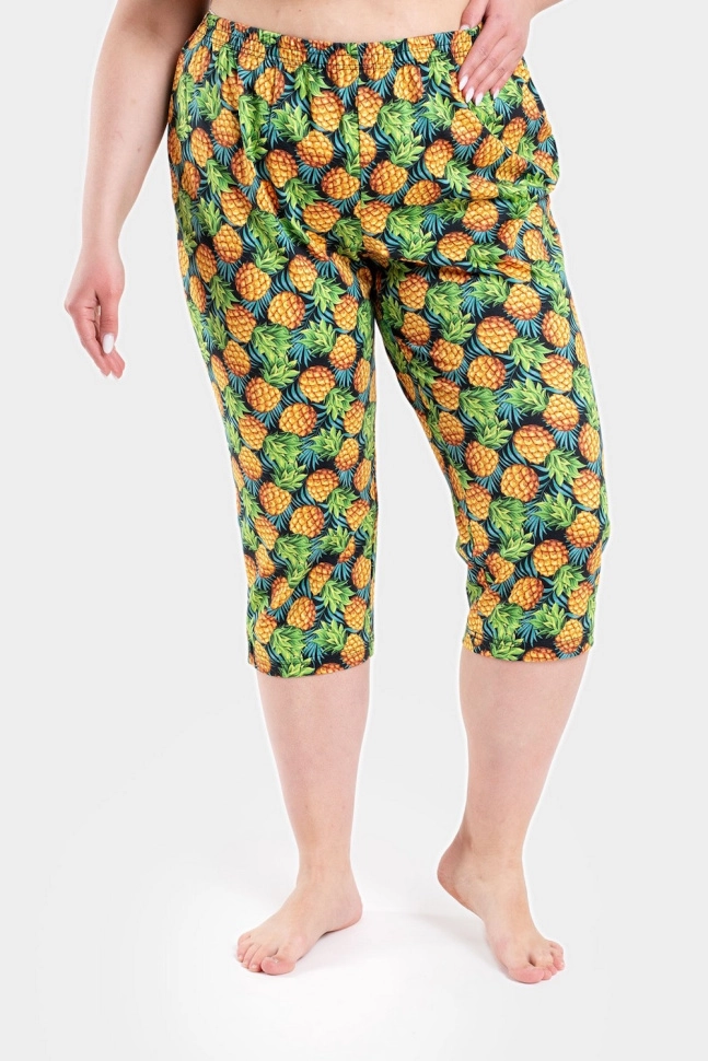 Бриджи жен,s9031,s9031/18(ананасовый компот,чер,,ананасовый компот), (50-170)