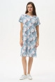 Платье жен,n1121,n1121-f18.5s03(голубой,гол,беж,листья), (54-164)