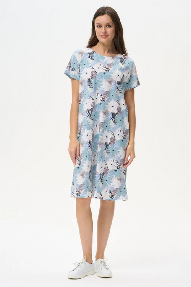 Платье жен,n1121,n1121-f18.5s03(голубой,гол,беж,листья), (54-164)