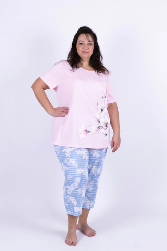 Пижама жен,в206358,-(св.розовый+голубое таити,роз-св,гол,бел веточки цветы), (68-170,176)