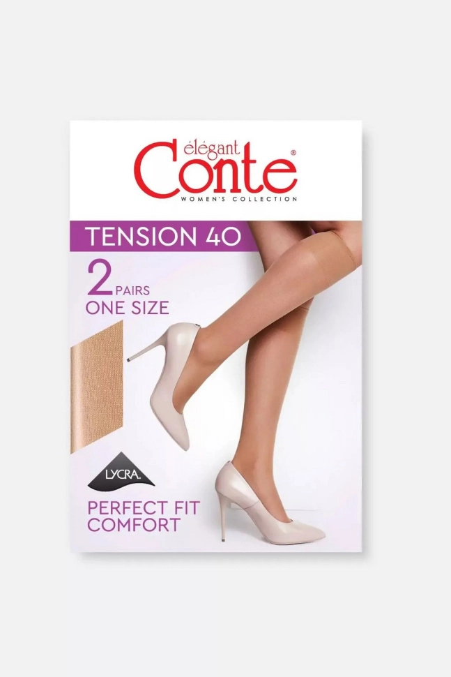 Гольфы жен,8с-2сп,tension40(natural,беж,,2 пары), (23-25)