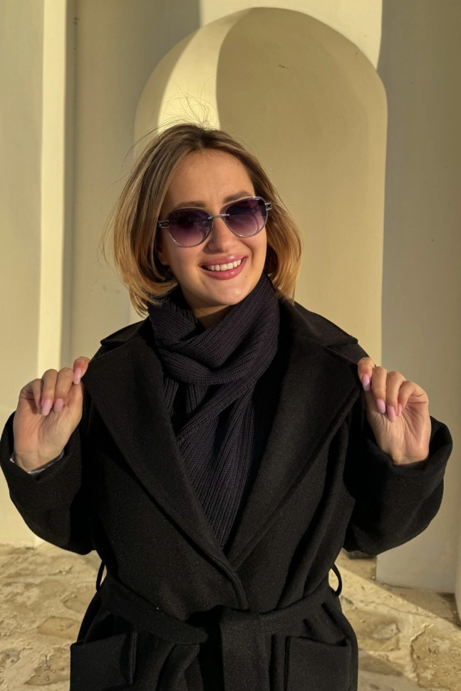 Шарф жен,6083-22,-(тёмно-синий NACHT BLAU 730 ASCONA 26/2,син-т,,меринос спецзаказ), (160х18)