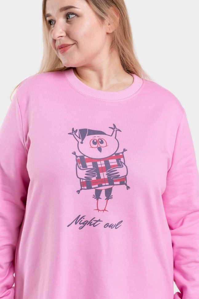 Платье жен,s6881,s6881(розовый с печ.,роз,,начёс сова с подушкой), (42-170)