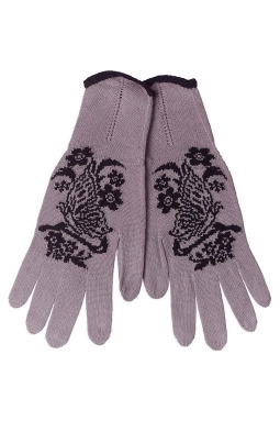 Перчатки жен,а11913,а11913-3(-,сер,-,меринос чер цв узор), (17)