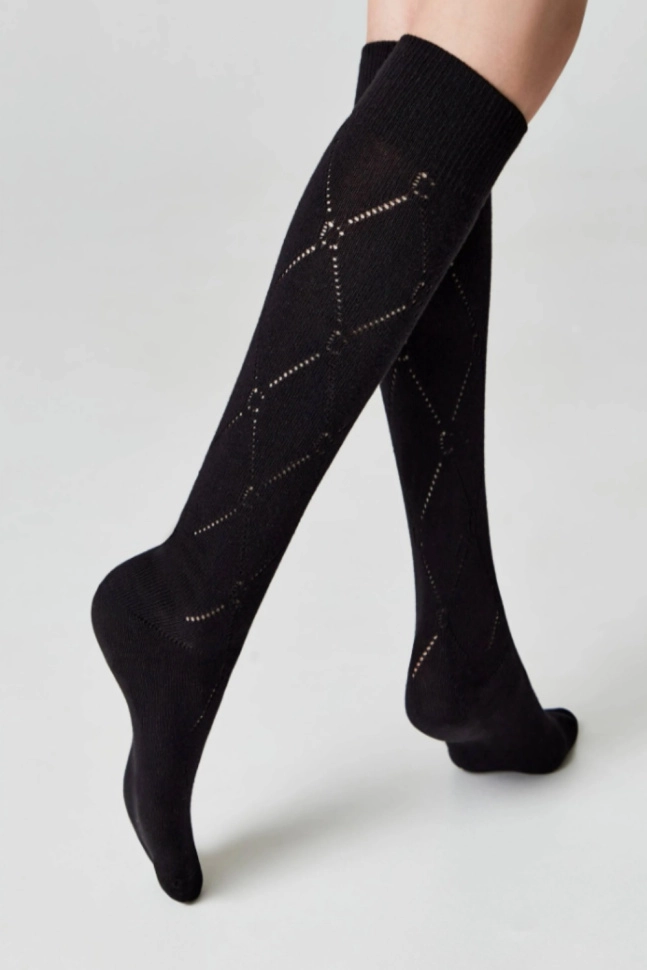 Гольфы жен,23с-152сп,007(черный,чер,,ромбы ажур), (23-25)