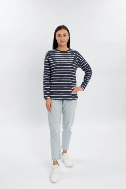 Джемпер жен,в109035,-(полоска т.синяя,син-т,,полос бел), (46-158,164)