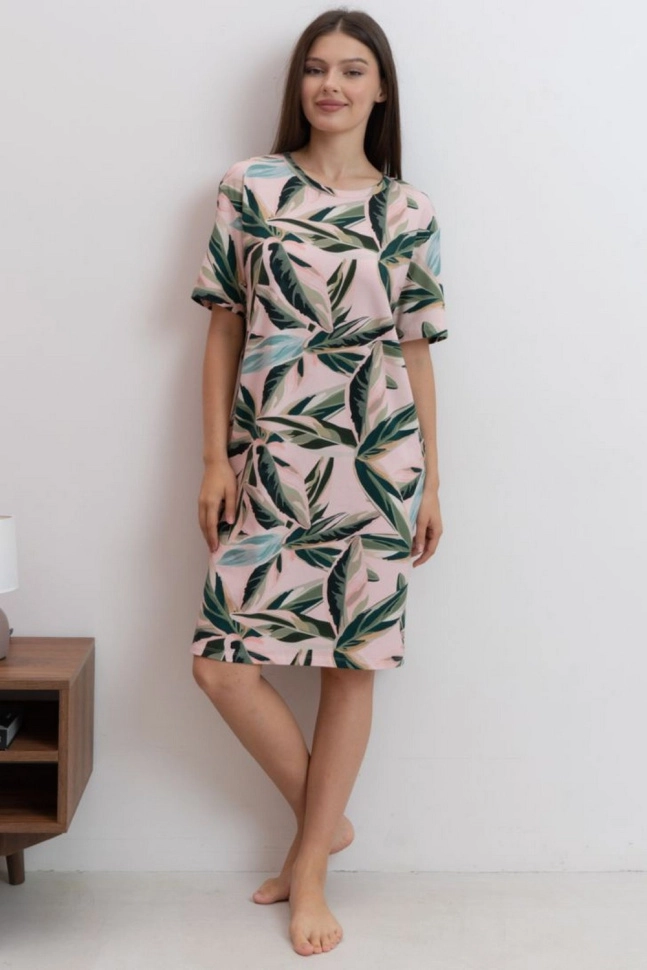 Сорочка ноч жен,70175,1h-041(персиковый,персик,,зел листья), (44-170)