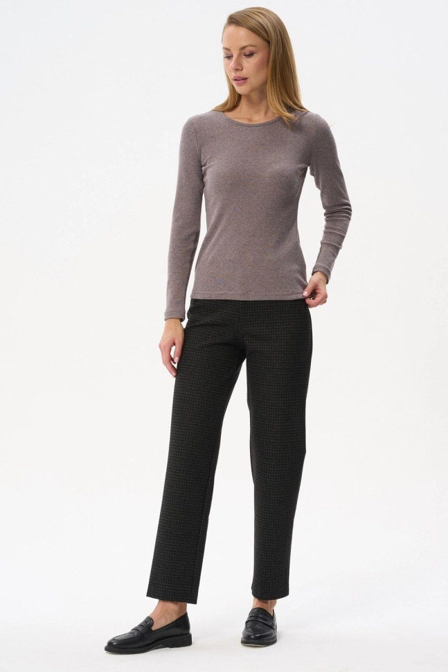 Брюки жен,b0821,b0821-c89.3f05(тёмно-коричневый,корич,,начёс клетка), (46-164)