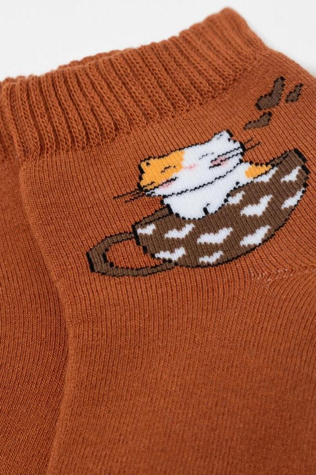 Носки жен,б1407,708(рыжий,терра,,кошка в кружке), (23)