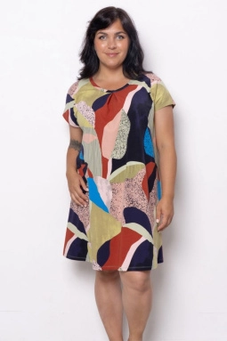 Платье жен,70205,1h-093(мультиколор,зел-св,персик,террак-син абстракц), (52-170)