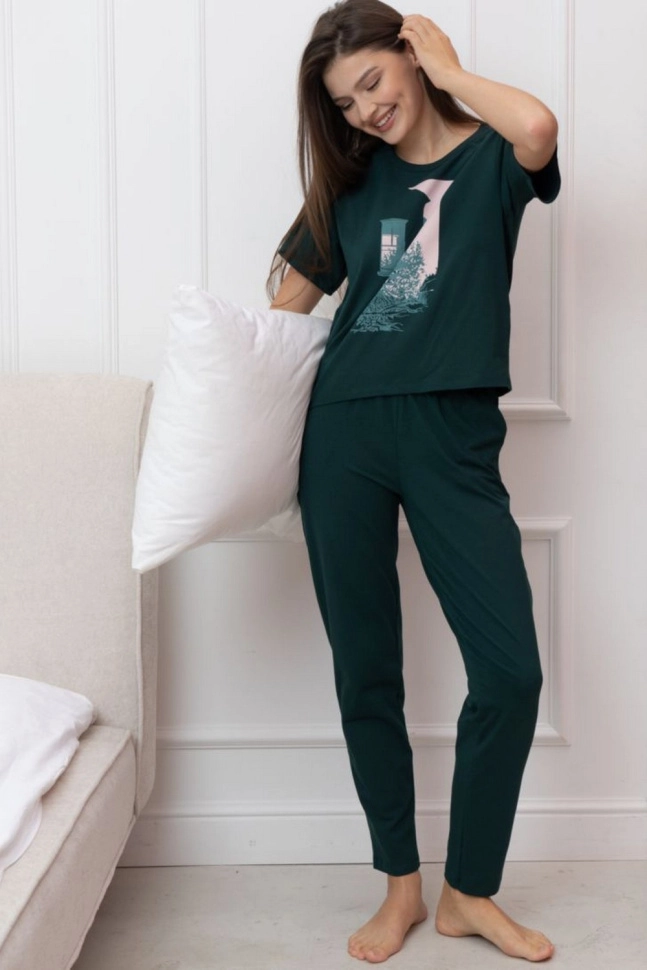 Брюки жен,50018,6h-617(темно-зеленый,зел-т,,), (42-170)