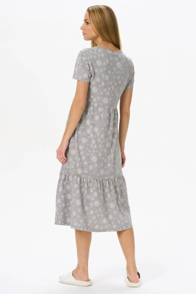 Платье жен,n1385,n1385-p90(серый,сер,,молоч цветы), (46-164)