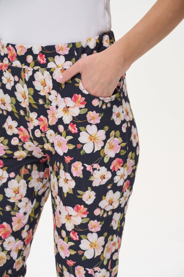 Брюки жен,b2172,b2172-f50.5s03(синий,синмел,,цветы яблони), (44-164)