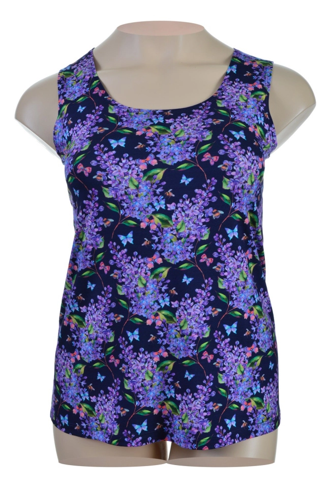 Майка жен,а1008,а100807(,син-т,,цветы сирени), (50-158,164)