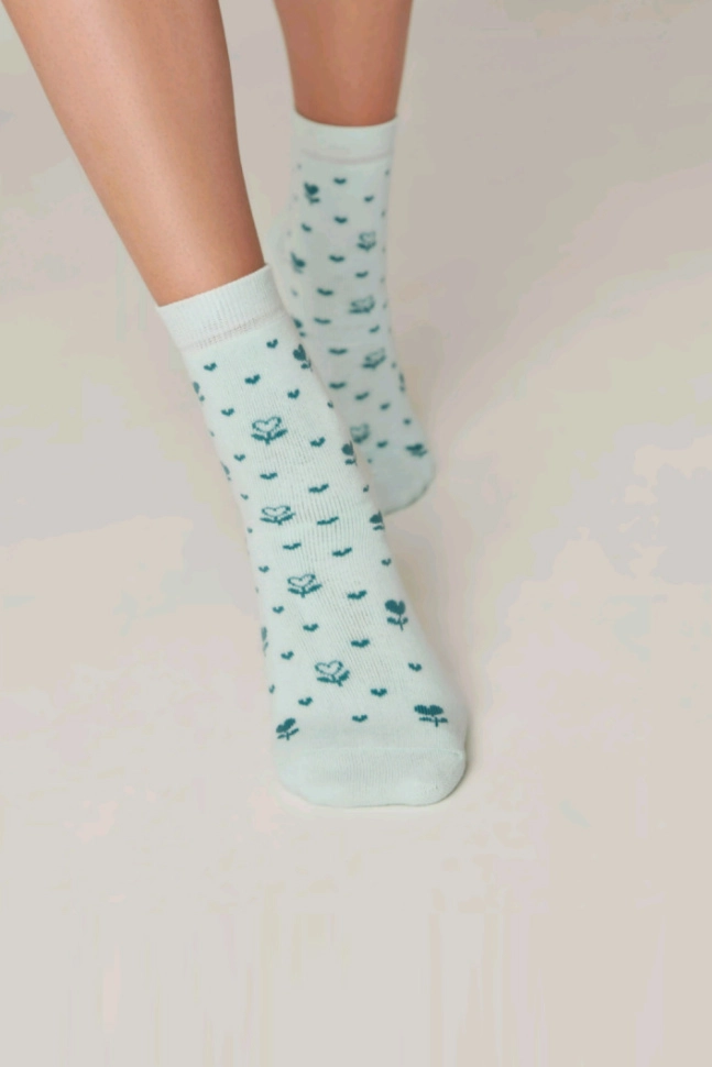 Носки жен,7с-47сп,434(бледно-бирюзовый,лазур,,цветочки), (23)