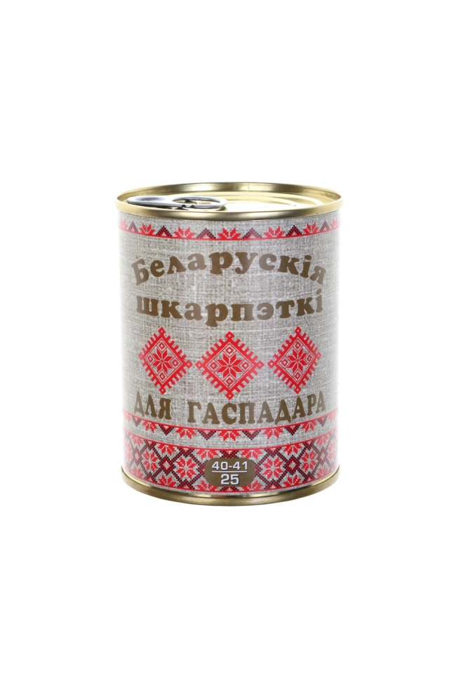 Носки муж,б2128в,070(белый,бел,,банка с носками белорусский орнамент), (25)