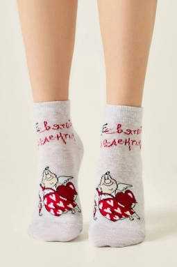 Носки жен,б1145,709(св.серый меланж,сермел-св,,Святой Валентин), (23)