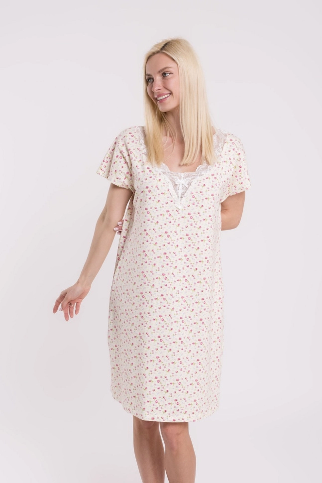 Сорочка ноч жен,s8117,s8149,s8149/22(молочный с рис. 7483,молоч,,батистовый напев 7483/v06), (52-170)