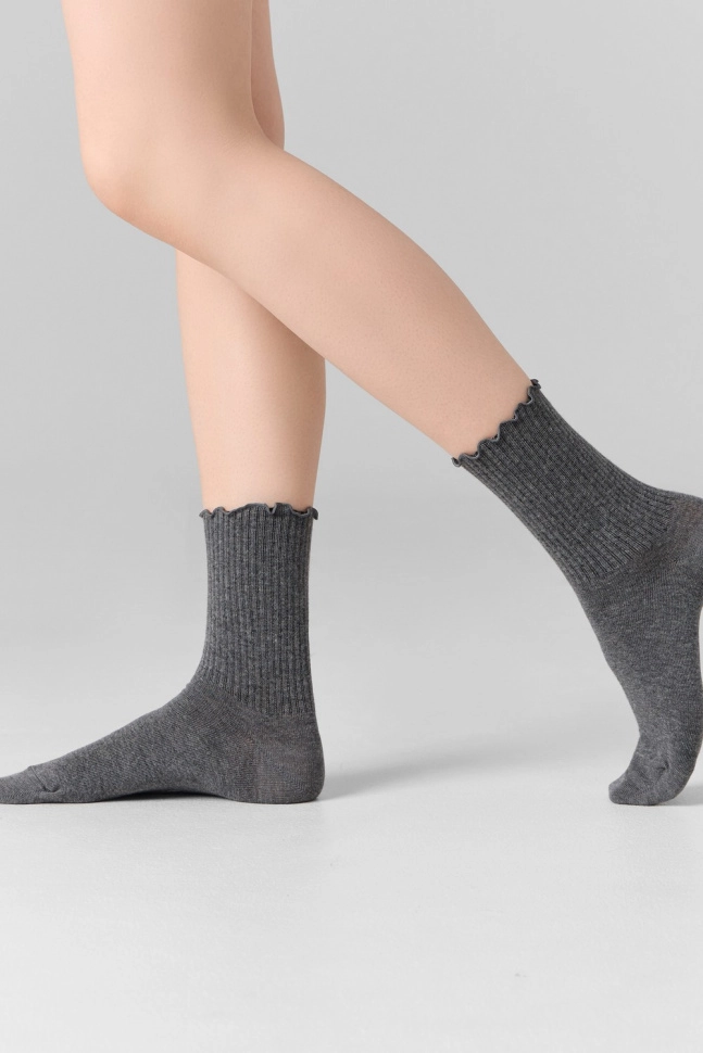 Носки жен,21283k,1719(т.серый меланж,антрац,,рюша), (25-27)