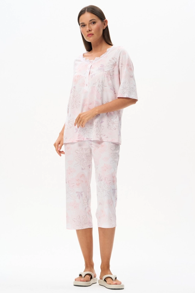 Пижама жен,p1310,p1310-p66.6s02(розово-бежевый,роз-св,,акварельные цветы), (44-164)