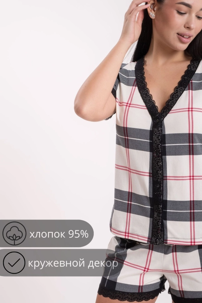 Пижама жен,s5535,s5058,s5058/39(молочная клетка,молоч,чер,), (42-170)