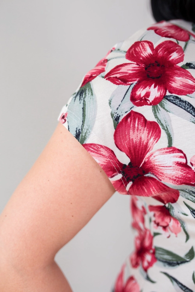 Сорочка ноч жен,664911,5с4587(набивка,бордо,беж,цветы), (48-158,164)