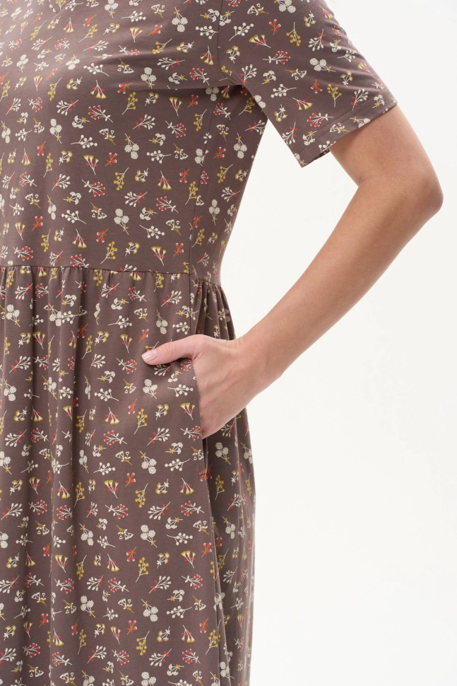 Платье жен,n3480,n3480-p80.6s04(коричневый,корич,,цветы), (48-164)