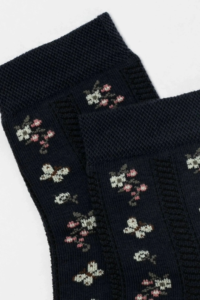 Носки жен,б1100,605(т.серый,сер-т,,цветы), (23)