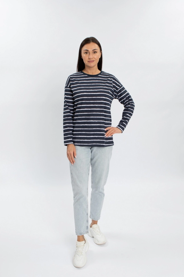 Джемпер жен,в109035,-(полоска т.синяя,син-т,,полос бел), (46-158,164)