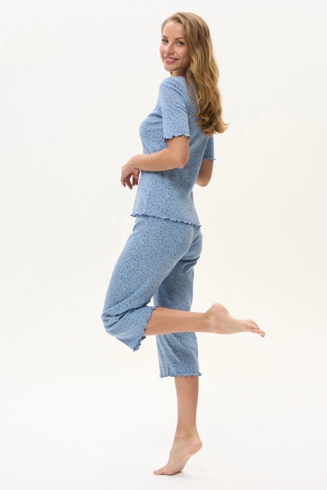 Пижама жен,p0720,p0720-p51.5f06(голубой,гол,,бордо ветви цветы), (46-164)