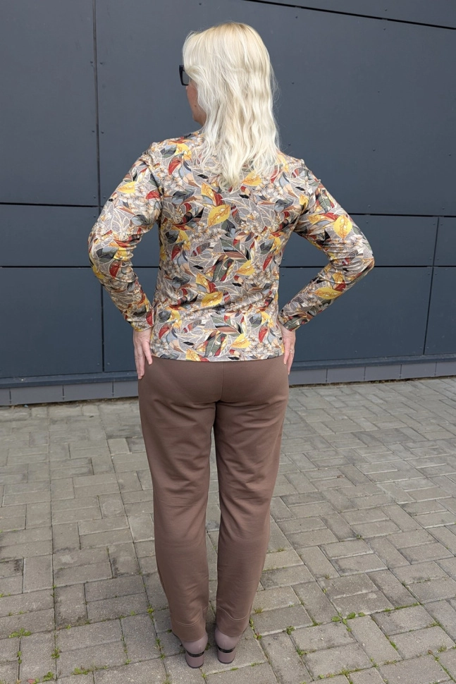 Джемпер жен,а363,а36305(,жел,сер,листья), (48-158,164)