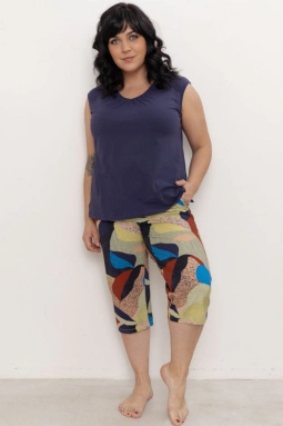 Бриджи жен,53014,1h-093(мультиколор,зел-св,персик,террак-син абстракц), (60-170)