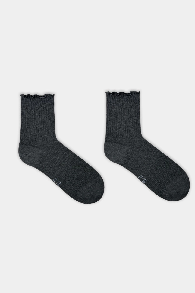 Носки жен,21283k,1719(т.серый меланж,антрац,,рюша), (25-27)