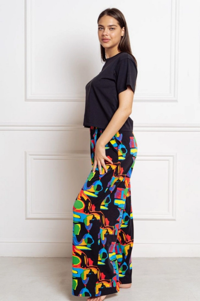 Брюки жен,50089,2h-093(мультиколор,чер,красн,яркая абстракция), (44-170)