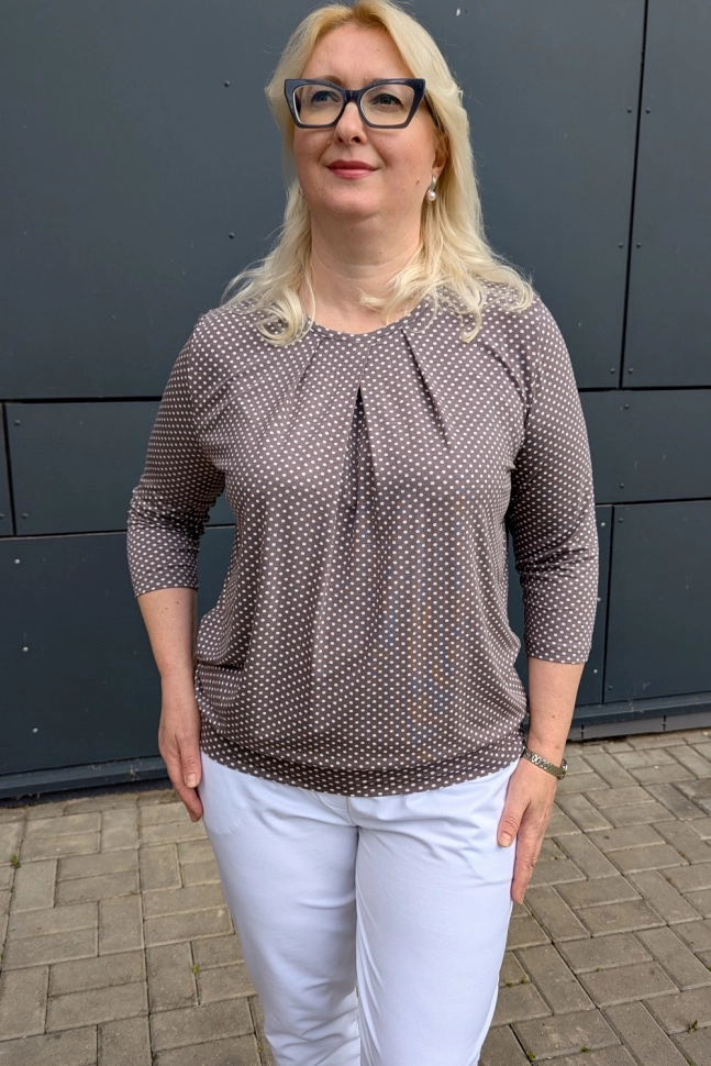 Джемпер жен,а1417,а141705(,корич,,бел горош), (48-158,164)