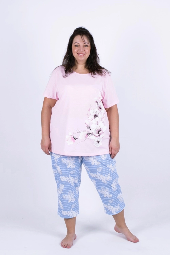 Пижама жен,в206358,-(св.розовый+голубое таити,роз-св,гол,бел веточки цветы), (68-170,176)