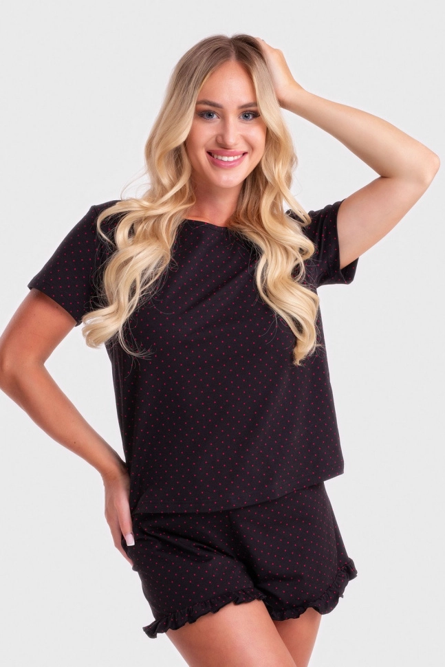 Пижама жен,s5096,s5096/35(черный с рис.1537,чер,чер,красный горошек на черном 1537), (44-170)