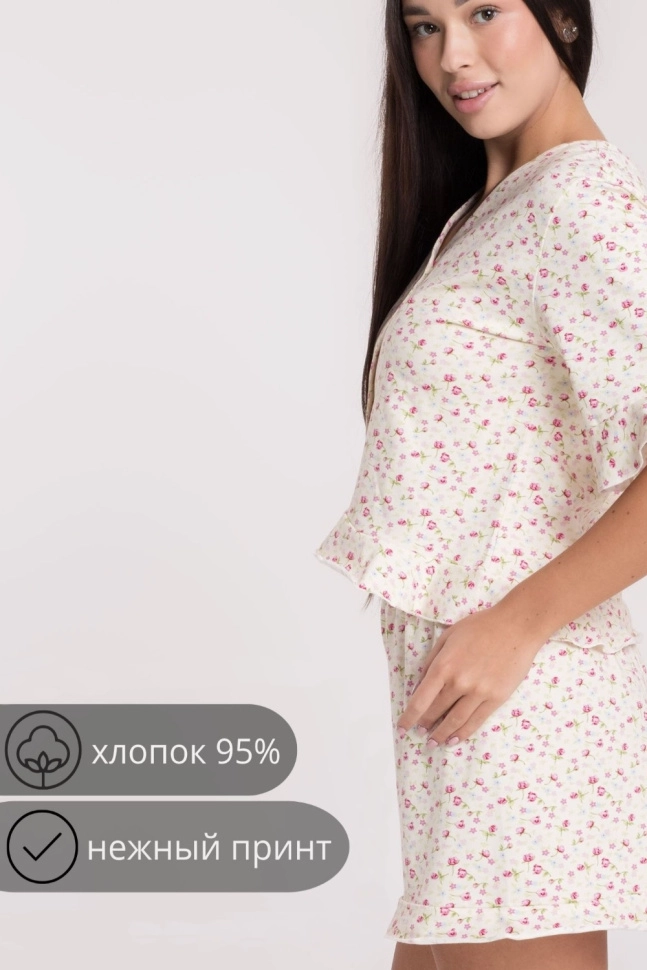Пижама жен,s5541,s5058,s5058/38(молочный с рис. 7483,молоч,,батистовый напев 7483/v06), (42-170)