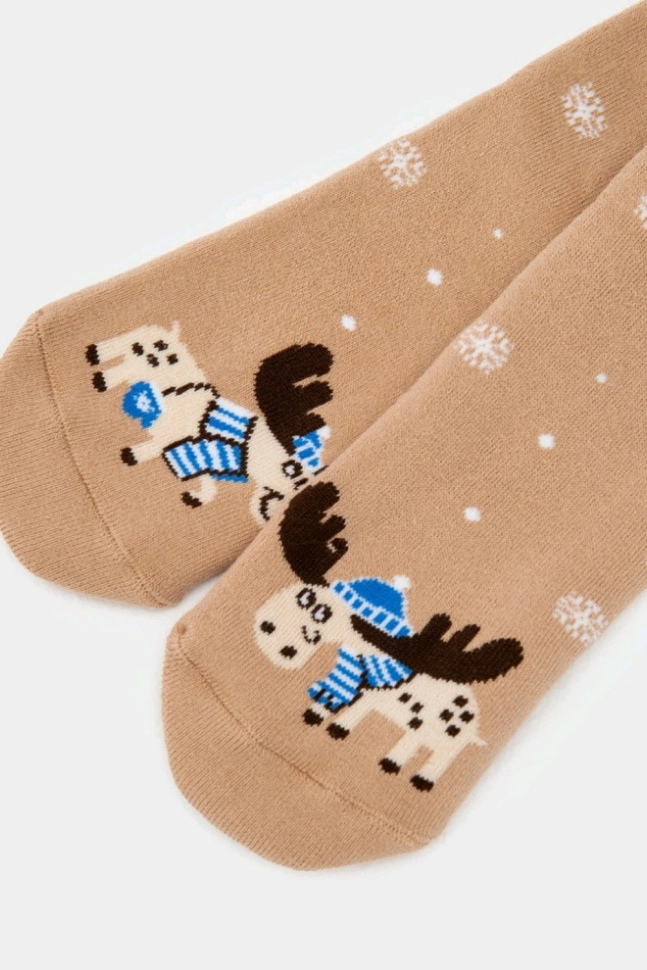 Носки жен,22375k,1807(капучино,беж,,олень в шапке снеж), (23-25)